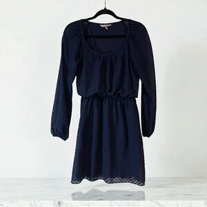 Speechless Navy Blue Mini Dress Textured Overlay